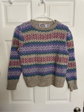 Cambridge Dry Goods Company Classic Wool Blend Fair Isle Crewneck Sweater